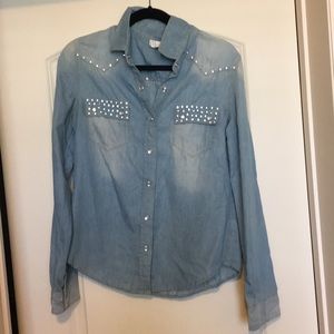 Miss Me denim button-up